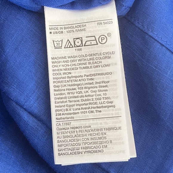 Banana Republic Semi-Sheer Square Neck Ramie Blouse Balloon Sleeves in Blue XS - Picture 13 of 13